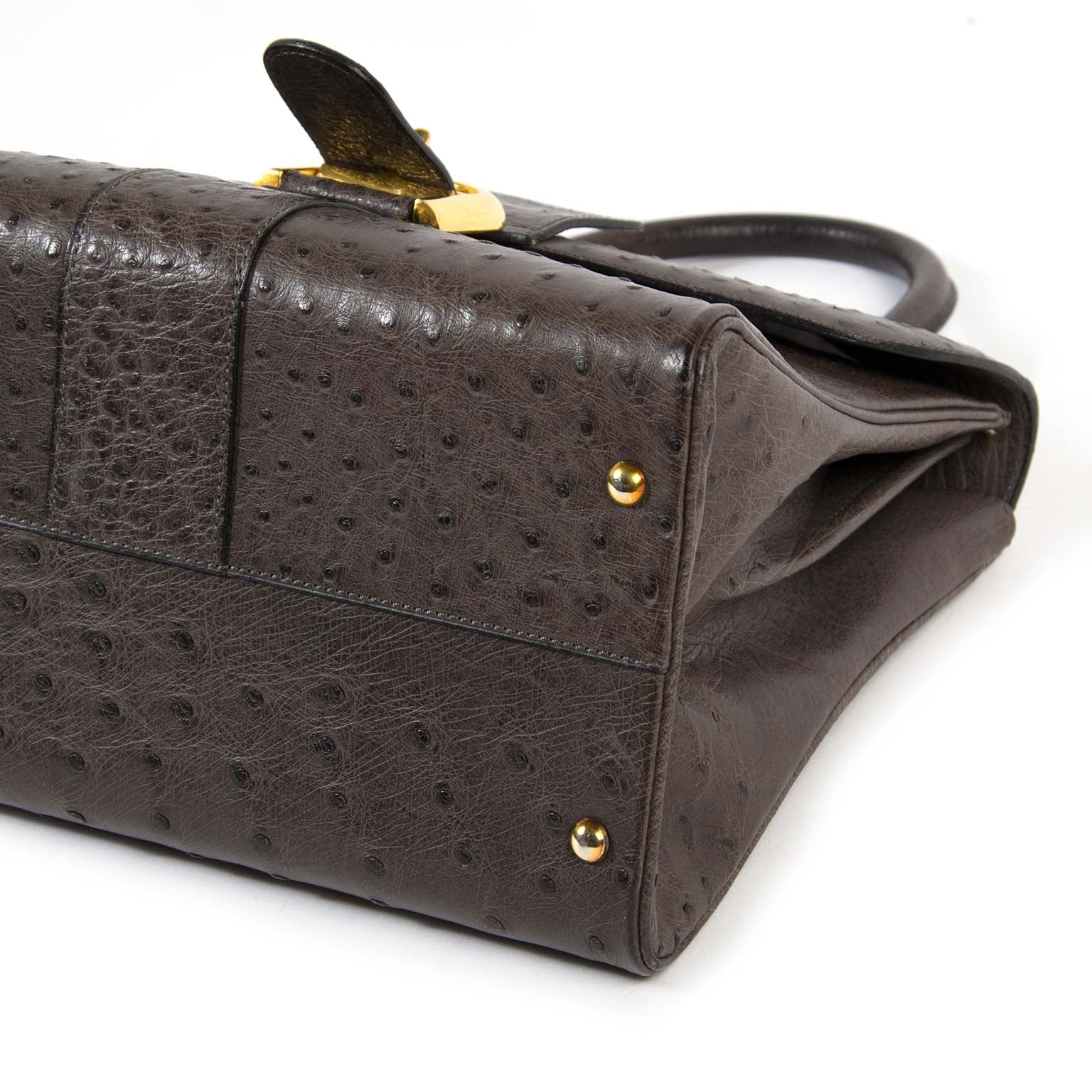 delvaux brillant ostrich MM palissandre bag now for sale at labellov vintage fashion webshop belgium