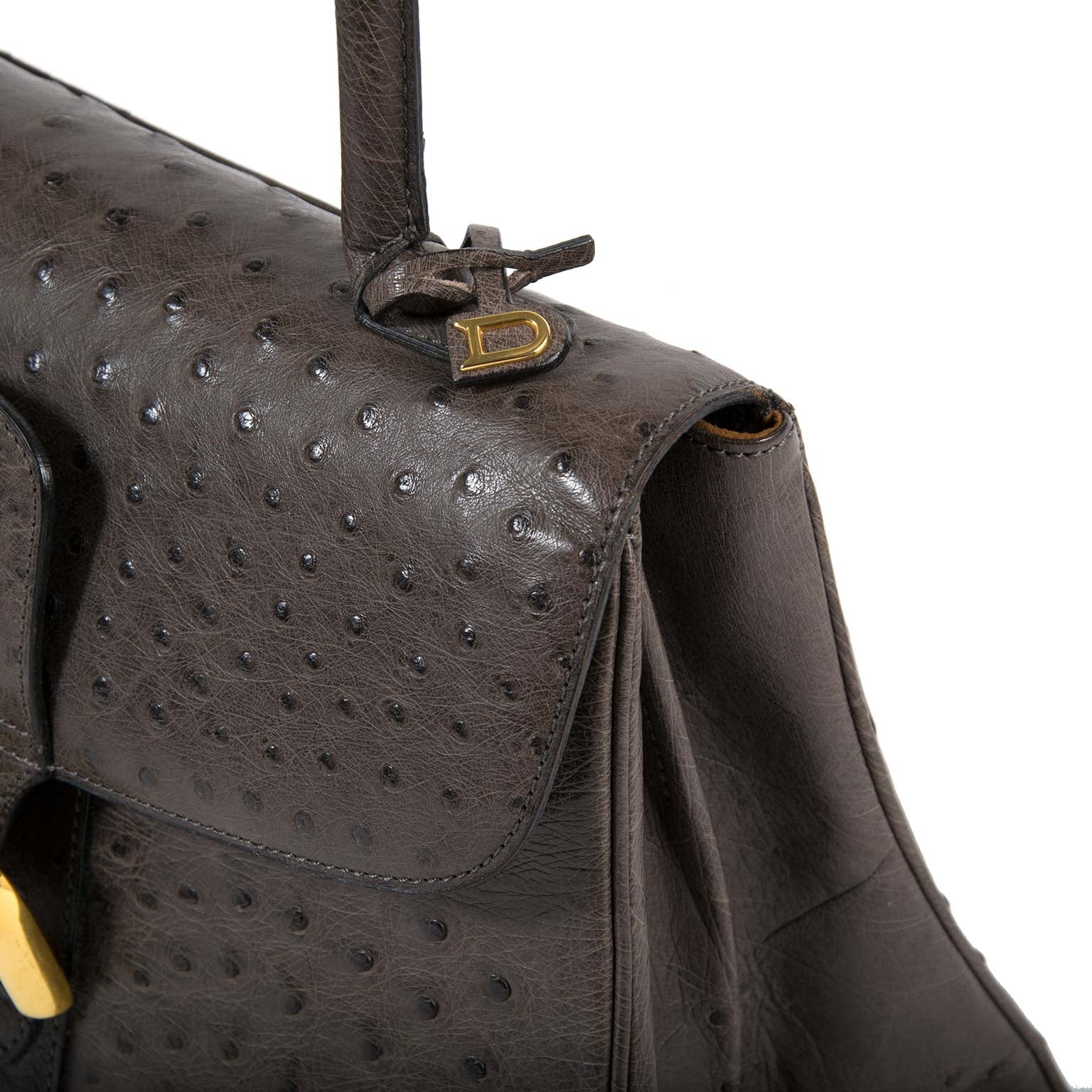 delvaux brillant ostrich MM palissandre bag now for sale at labellov vintage fashion webshop belgium