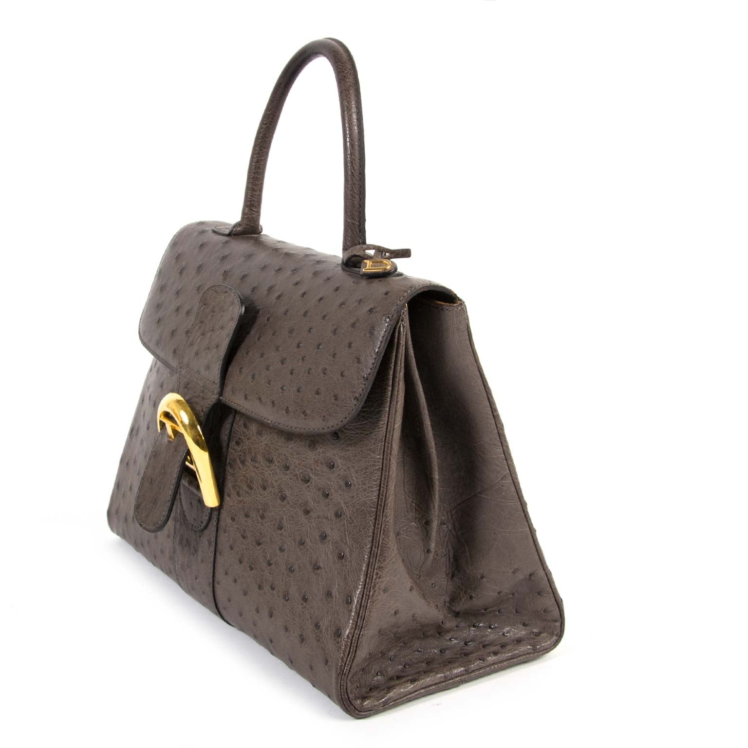 delvaux brillant ostrich MM palissandre bag now for sale at labellov vintage fashion webshop belgium