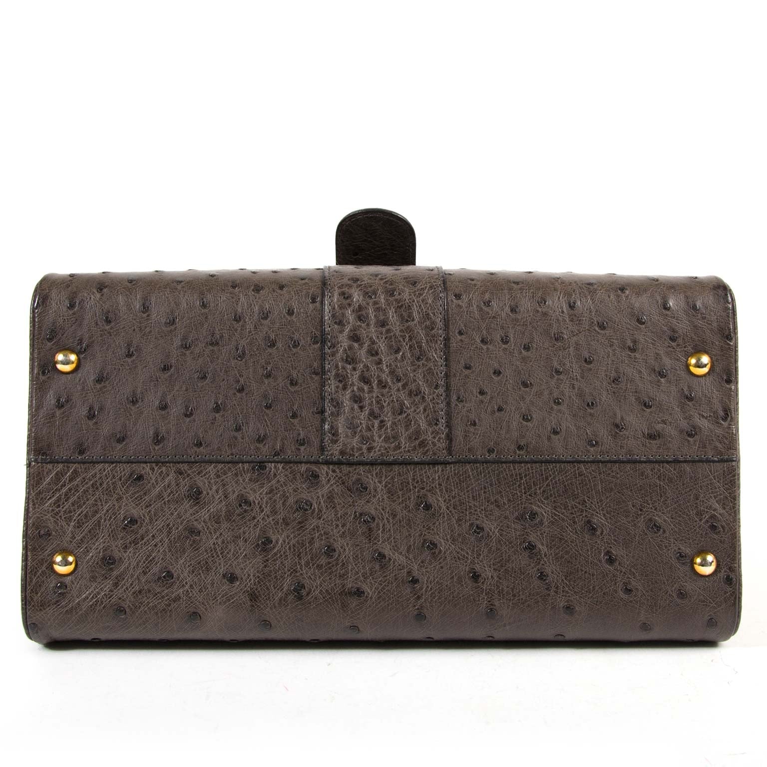 delvaux brillant ostrich MM palissandre bag now for sale at labellov vintage fashion webshop belgium