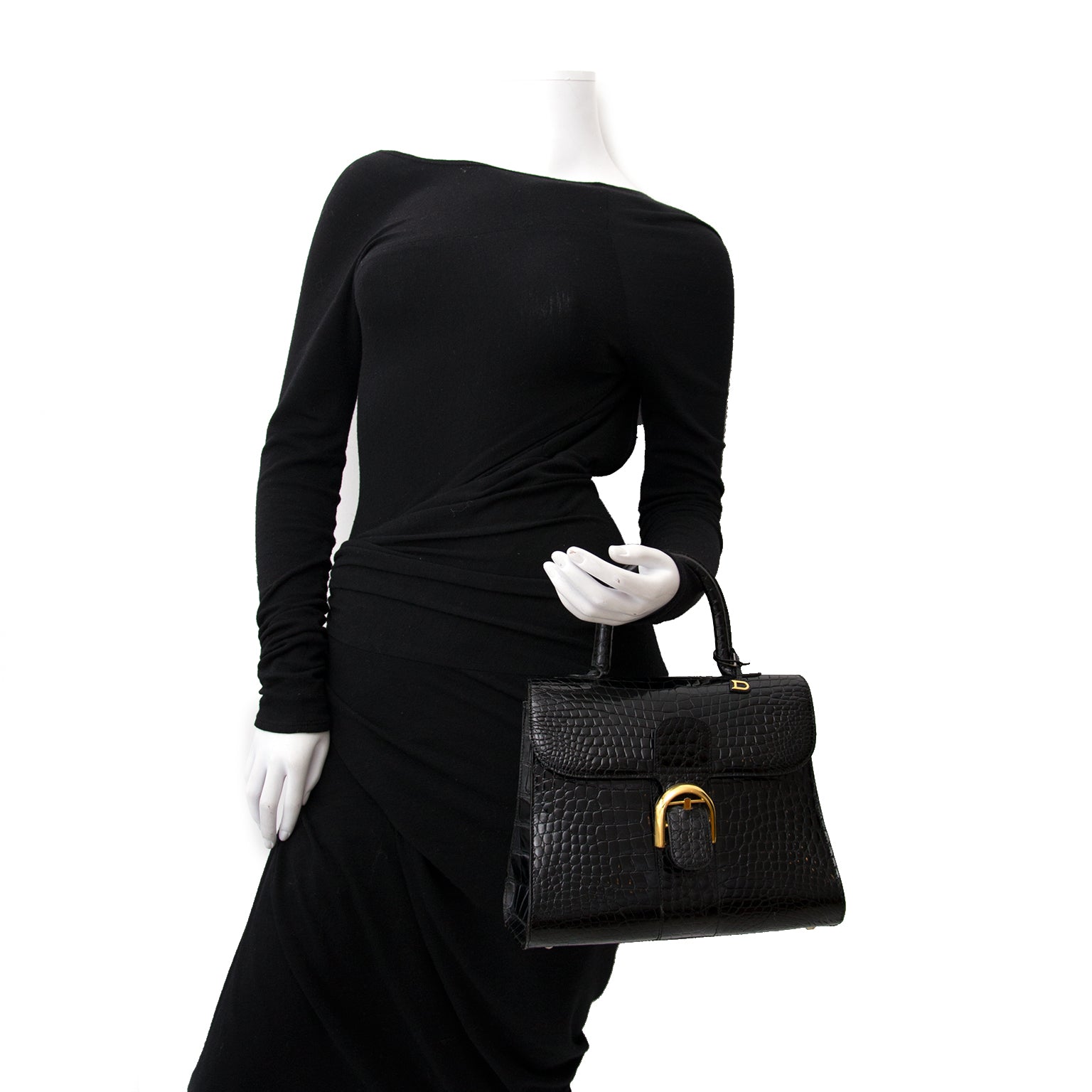 Delvaux Black Crocodile Brillant MM