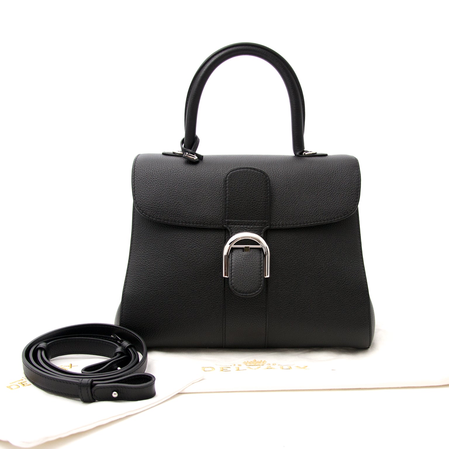 shop your luxury bag at the best Brand New Delvaux Black Brillant MM PHW + STRAP