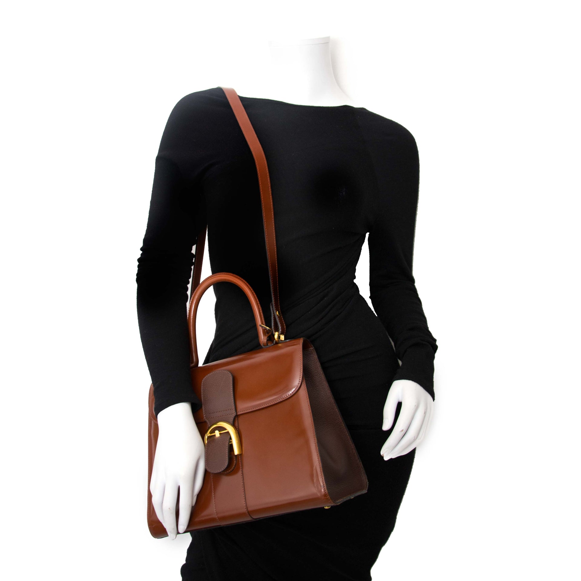 Delvaux Brillant MM Bicolor Dark Brown - Marron + strap