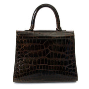Delvaux Brown Croco Brillant MM now for sale at labellov vintage fashion webshop belgium