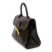 Delvaux Brown Croco Brillant MM now for sale at labellov vintage fashion webshop belgium
