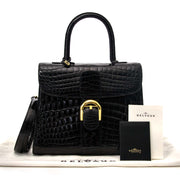 shop safe and secure online at labellov.com Delvaux Brillant MM Crocodile black with golden hardware + strap