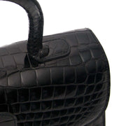 Delvaux Brillant MM Crocodile black with golden hardware + strap