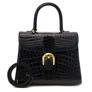 Delvaux Brillant MM Crocodile black with golden hardware + strap shop safe and secure online at labellov.com
