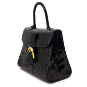Delvaux Brillant MM Crocodile black with golden hardware + strap 100% authenique