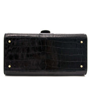 100% authentique chez labellov.com Delvaux Brillant MM Crocodile black with d'or hardware + strap