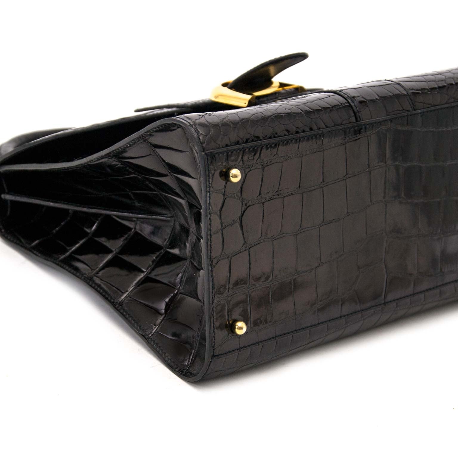 Delvaux Brillant MM Crocodile black with golden hardware nu te koop online bij labellov.com