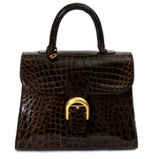 Delvaux Brown Croco Brillant MM now for sale at labellov vintage fashion webshop belgium
