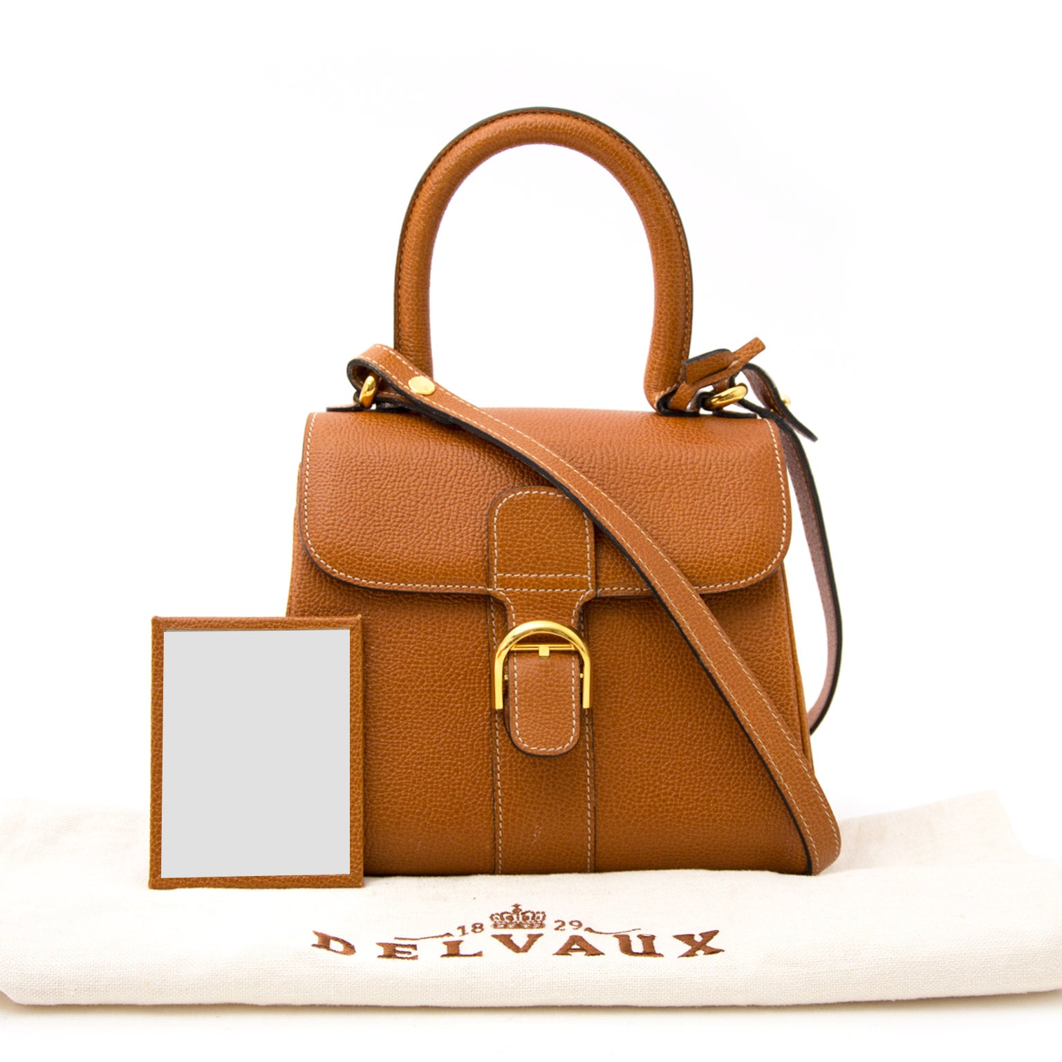 koop veilig online aan de beste prijs Delvaux Cognac Brillant Mini GHW + strap