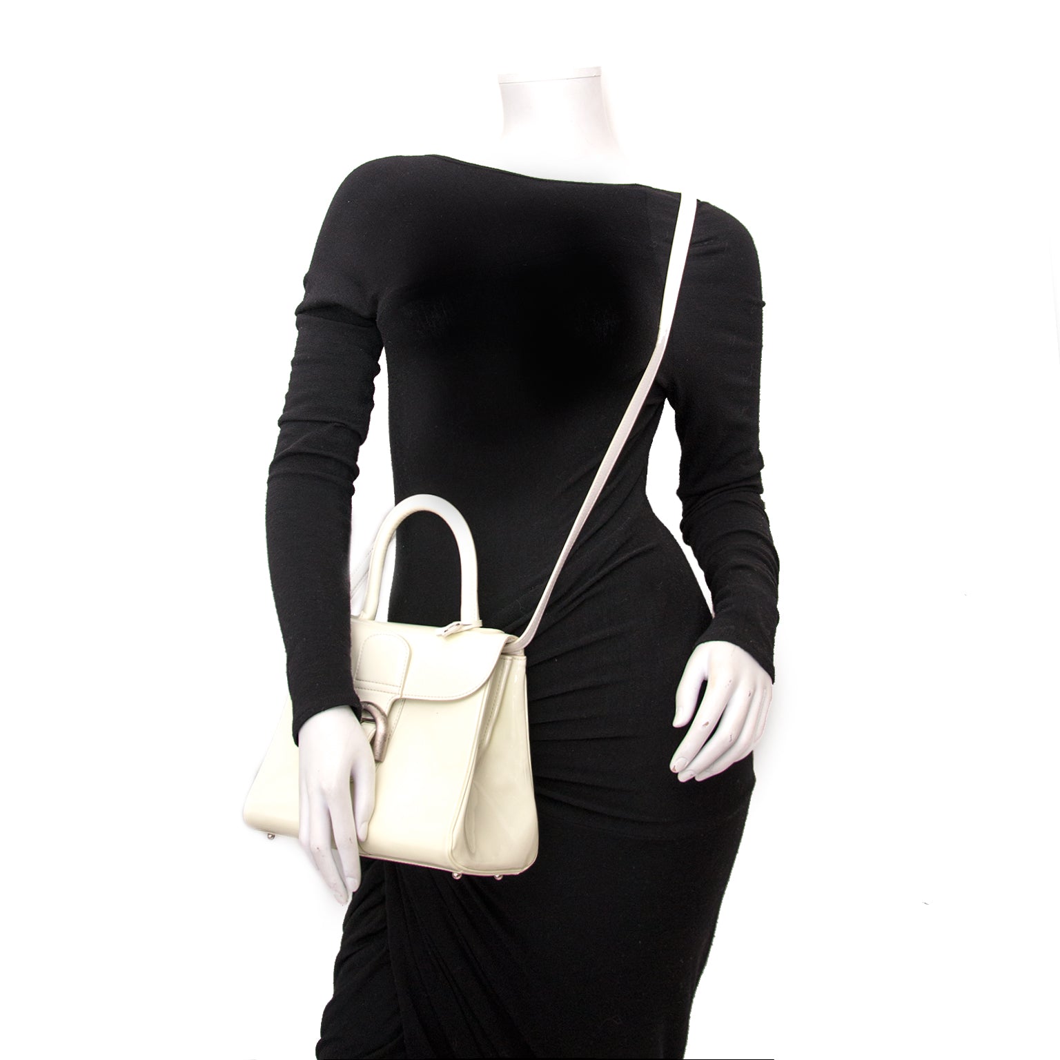 Delvaux White Patent Leather Brillant PM + Strap