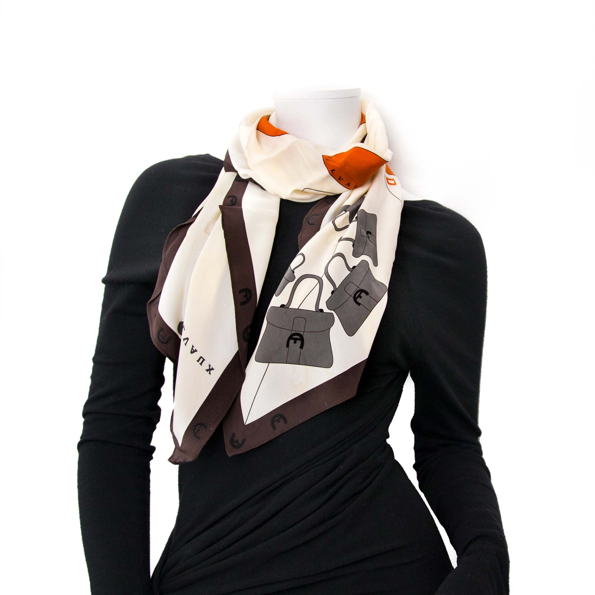 Delvaux brillant scarf in orange and grey now online at labellov.com for the best price