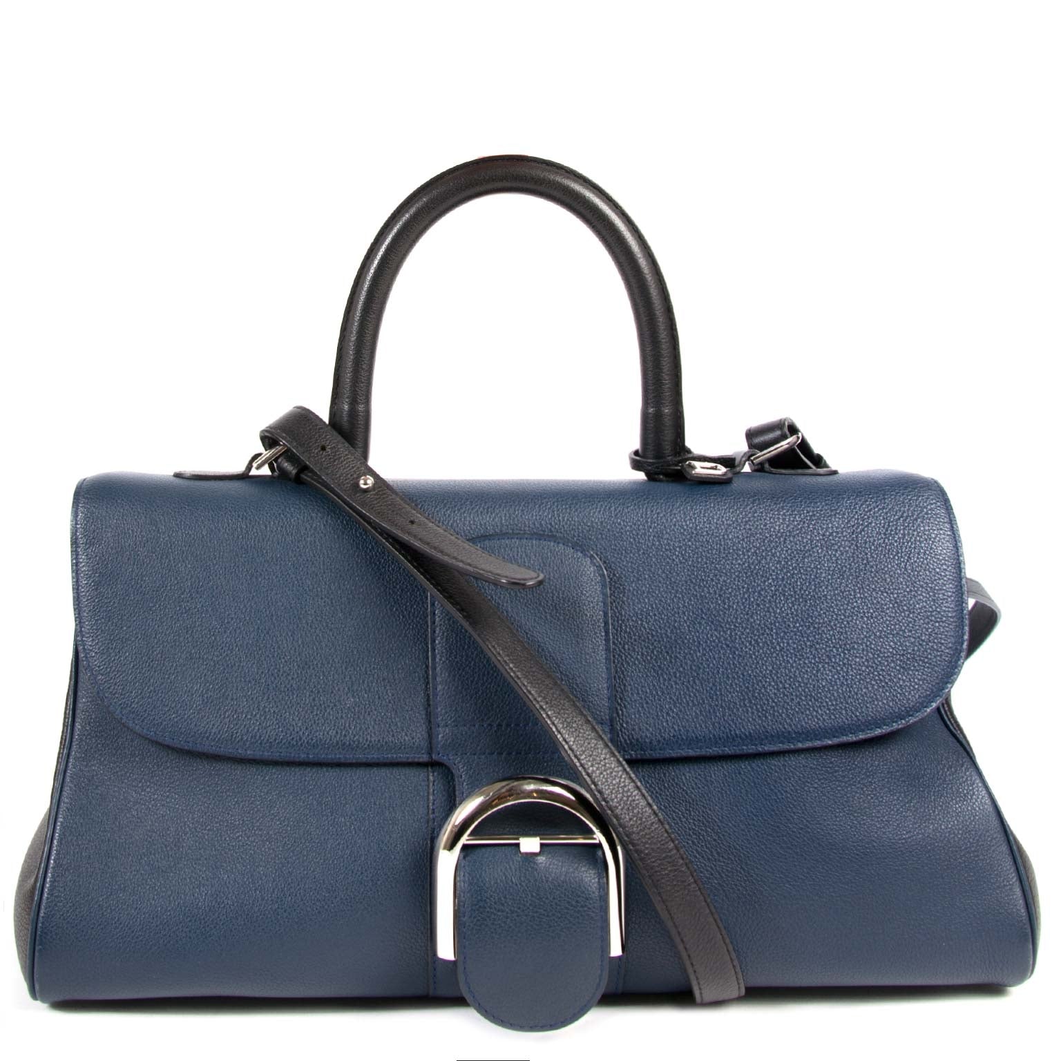 Koop authentieke Delvaux Brillant East West Bicolor Bag Sellier Bicolore Calanque PA 00