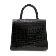 acheter en ligne pour le meilleur prix sac a main Delvaux Black Shiny Croco Brillant MM