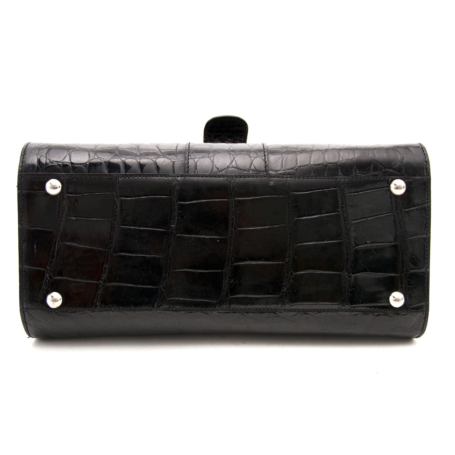 acheter en ligne pour le meilleur prix sac a main Delvaux Black Shiny Croco Brillant MM