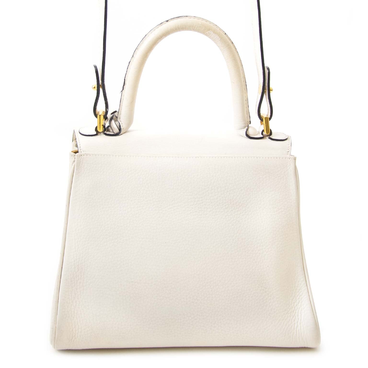authentic Delvaux Brillant White PM Bag + Strap for sale at labellov