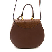Kopen en verkopen van Delvaux Ostrich Brown Top Handle Bag kan bij Labellov in Antwerpen.