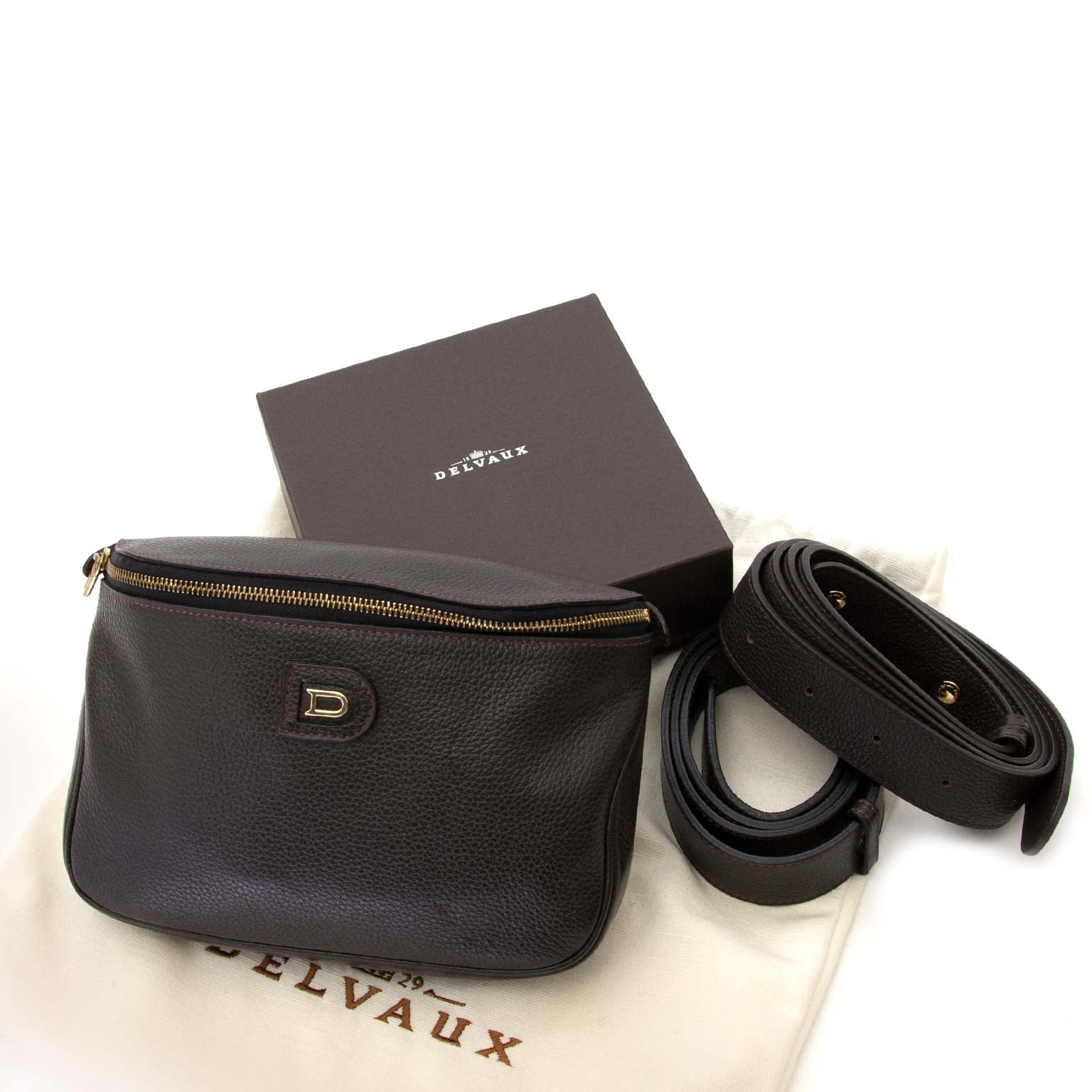 delvaux brown leather belt bag now for sale at labellov vintage fashion webshop belgium