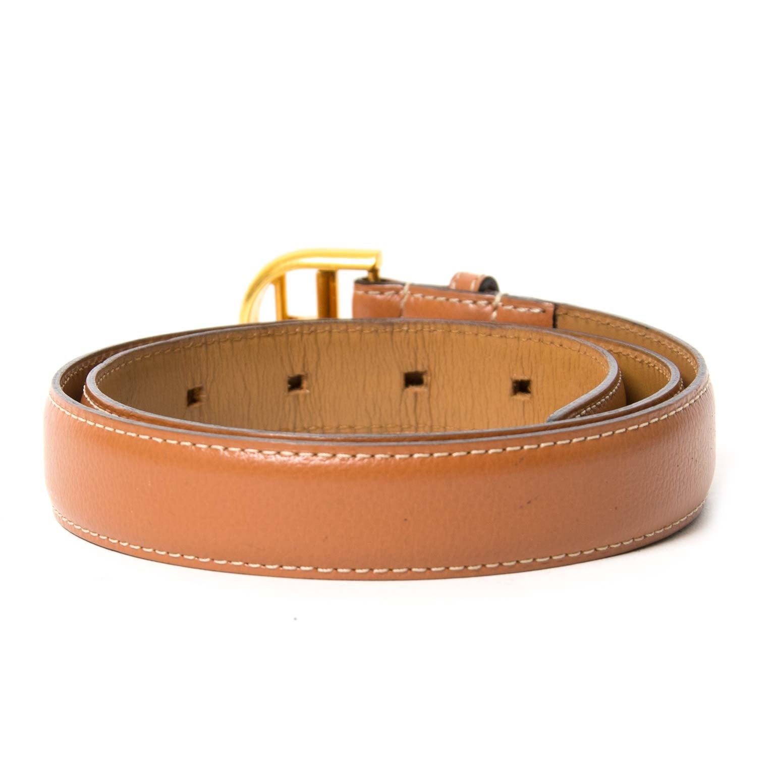 delvaux brown leather belt now for sale at labellov vintage fashion webshop belgium