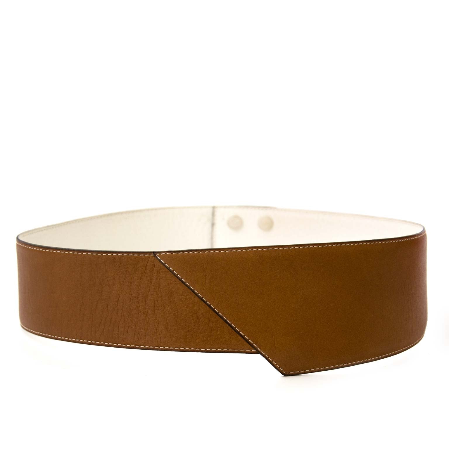 buy secondhand Delvaux Reversible Camel-White Belt at labellov for a good price