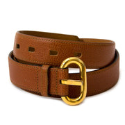 Delvaux Cognac Brown Leather Belt - size 80