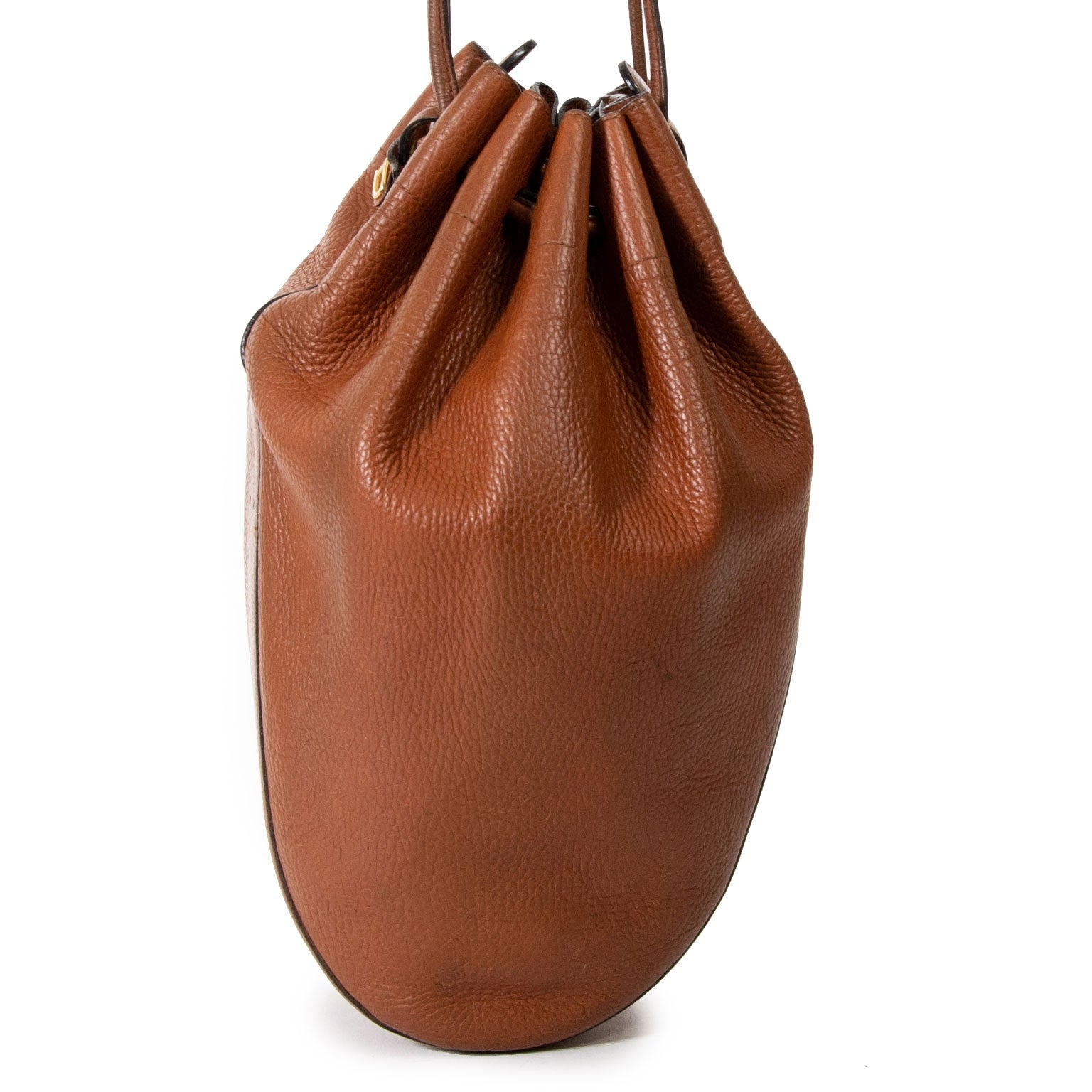 delvaux brown leather drawstring bag now for sale at labellov vintage fashion webshop belgium