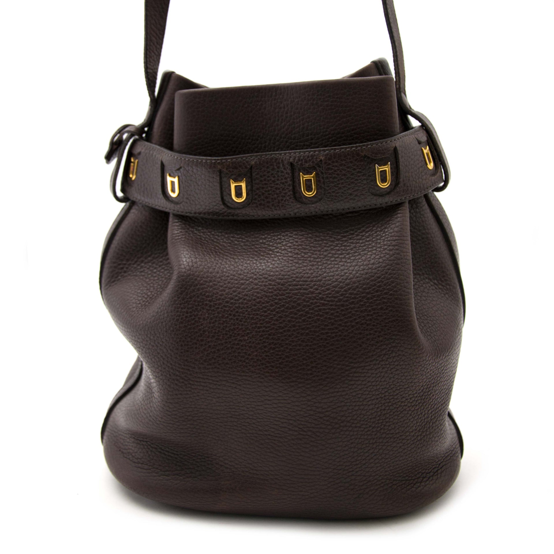 koop online aan de beste prijs jou tweedehands Delvaux Dark Brown Bucket Bag
