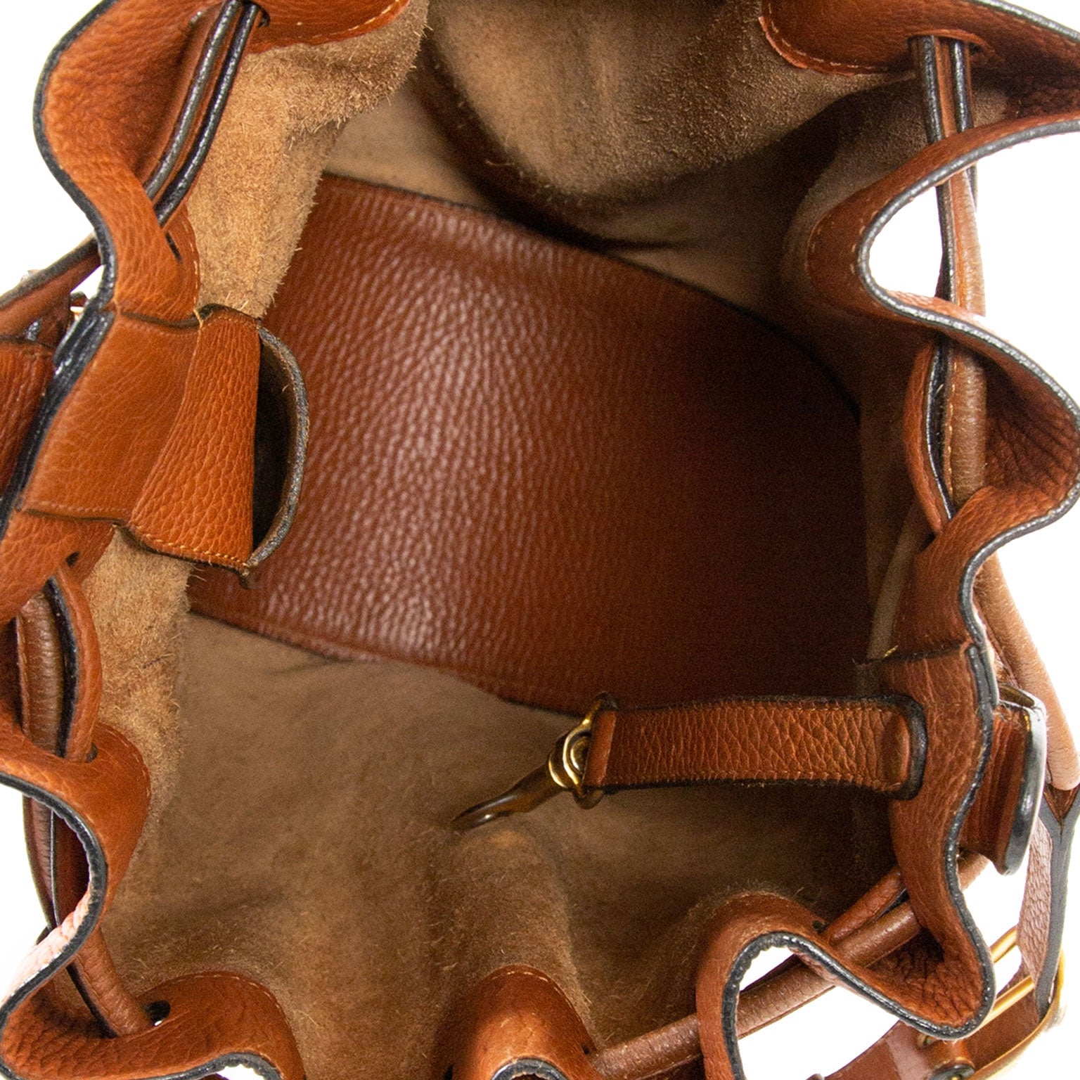 delvaux brown leather drawstring bag now for sale at labellov vintage fashion webshop belgium