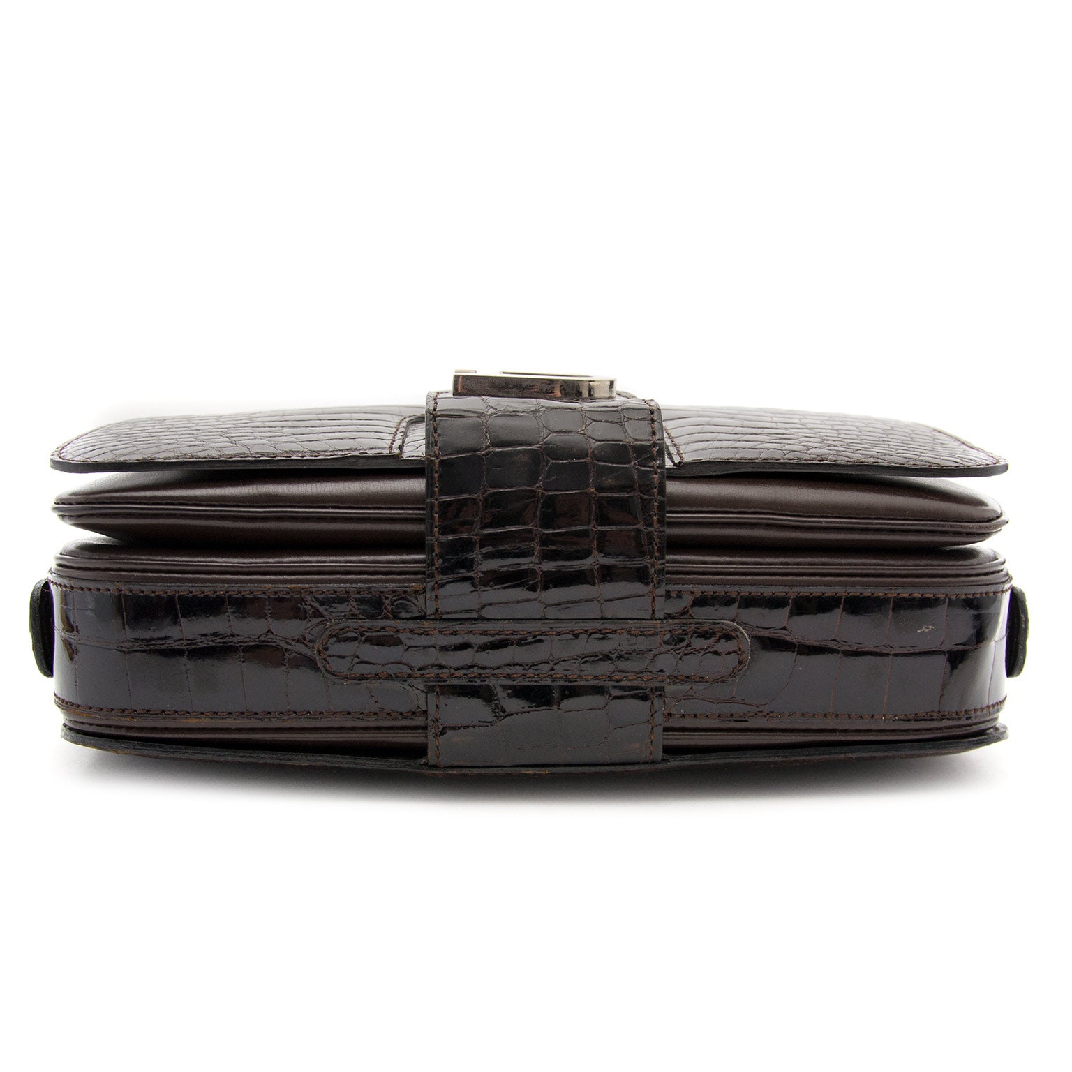 Delvaux brown croco heureux shoulder bag now online at labellov.com