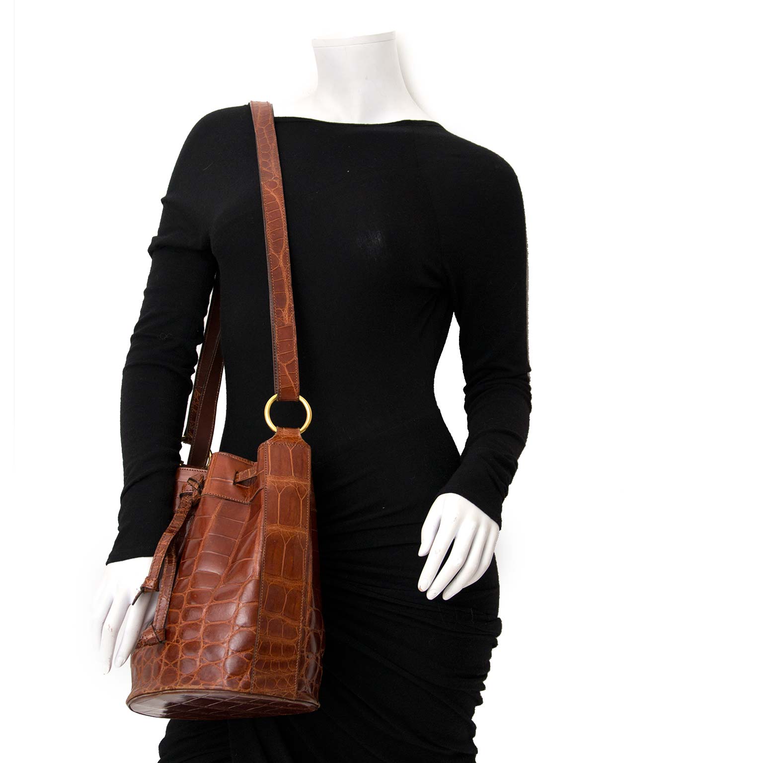 Delvaux Honey Croco Bucket Bag shop safe online at the best price