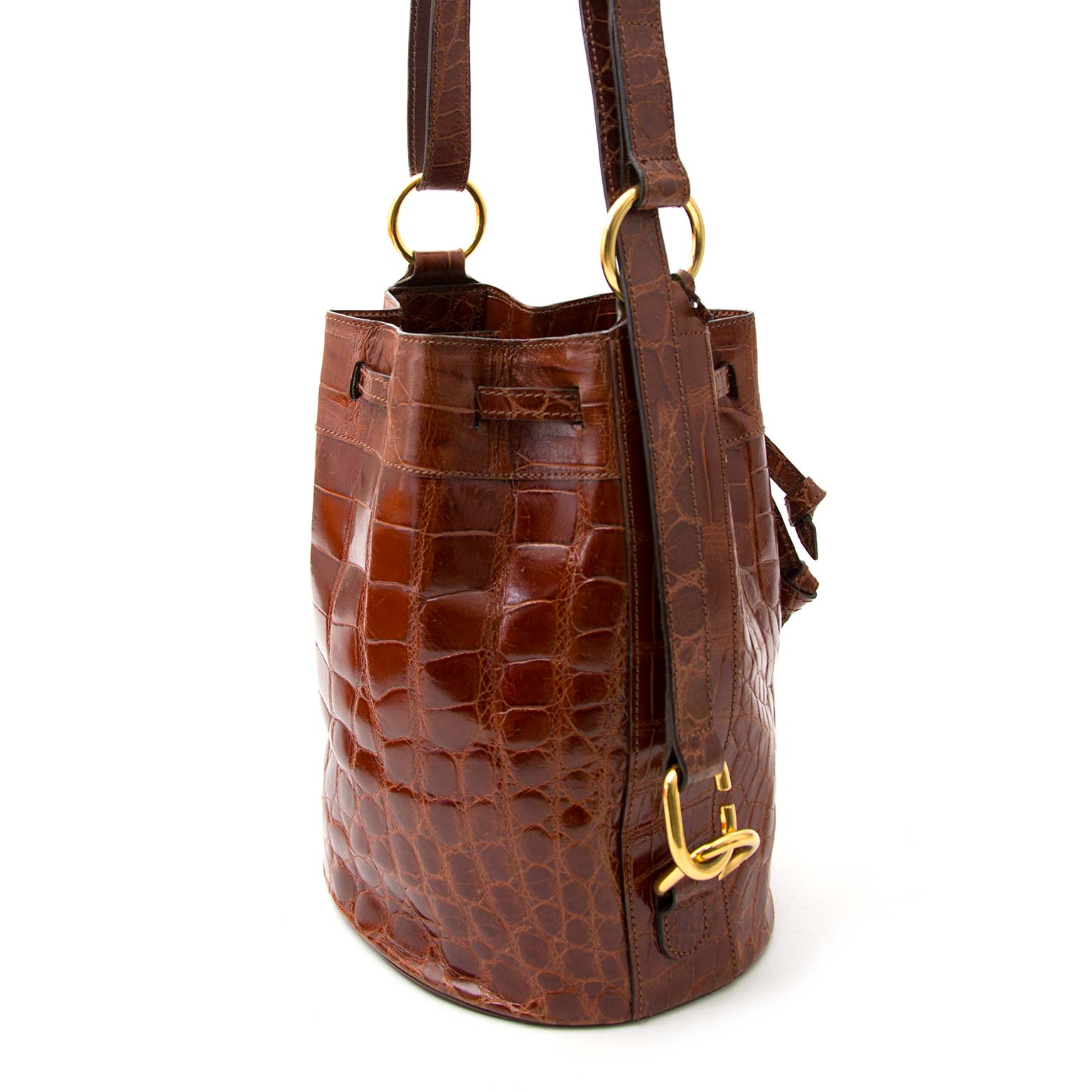 Delvaux Honey Croco Bucket Bag koop veilig online aan de beste prijs