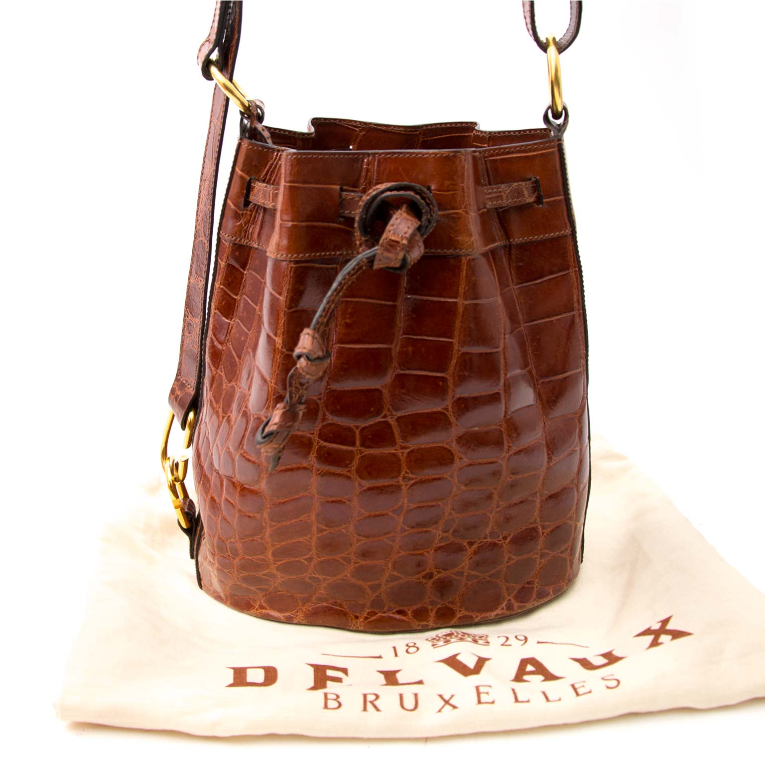 Delvaux Honey Croco Bucket Bag shop safe online at the best price