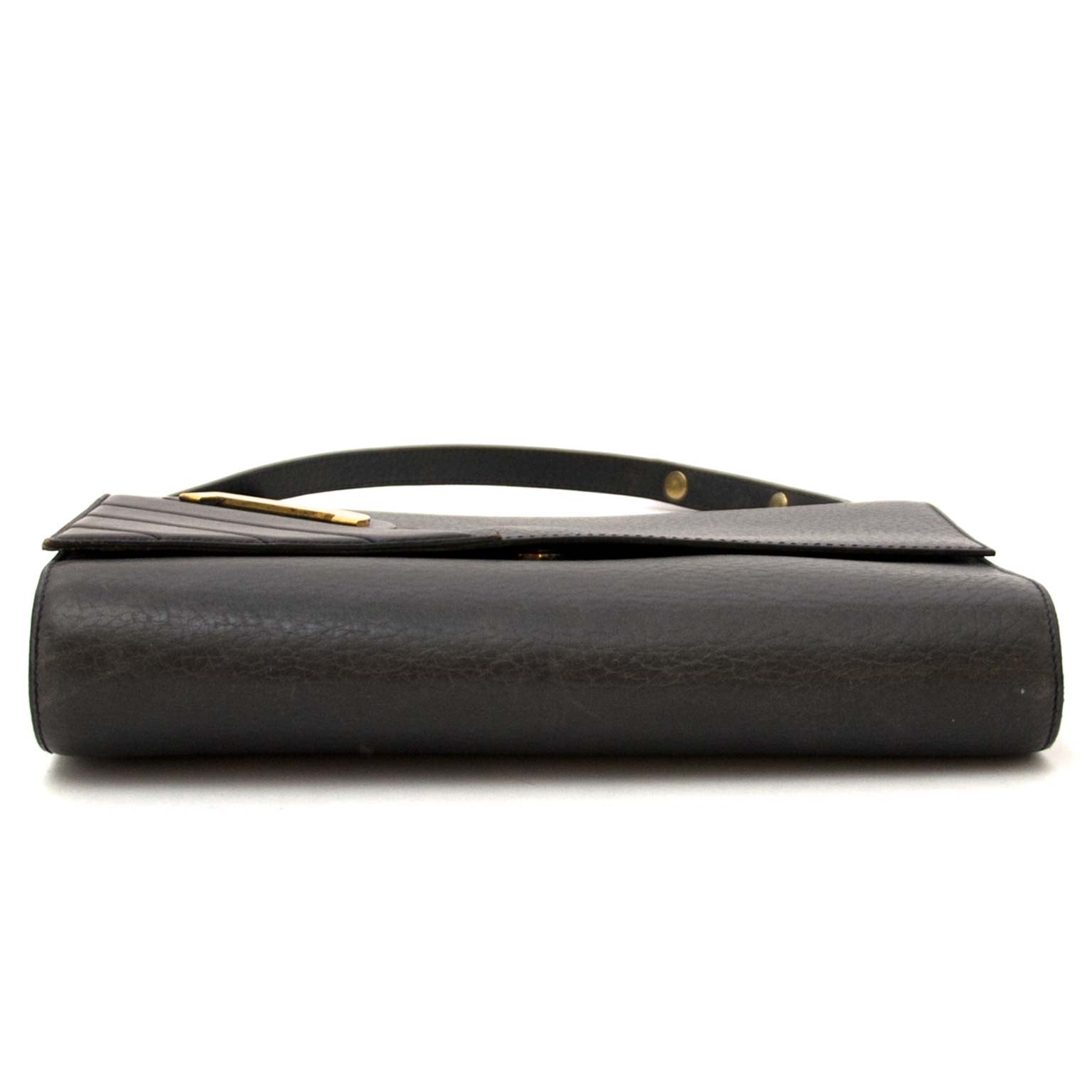 pour le meilleur prix sac a main Delvaux Blue Greyish Leather Crossbody Bag