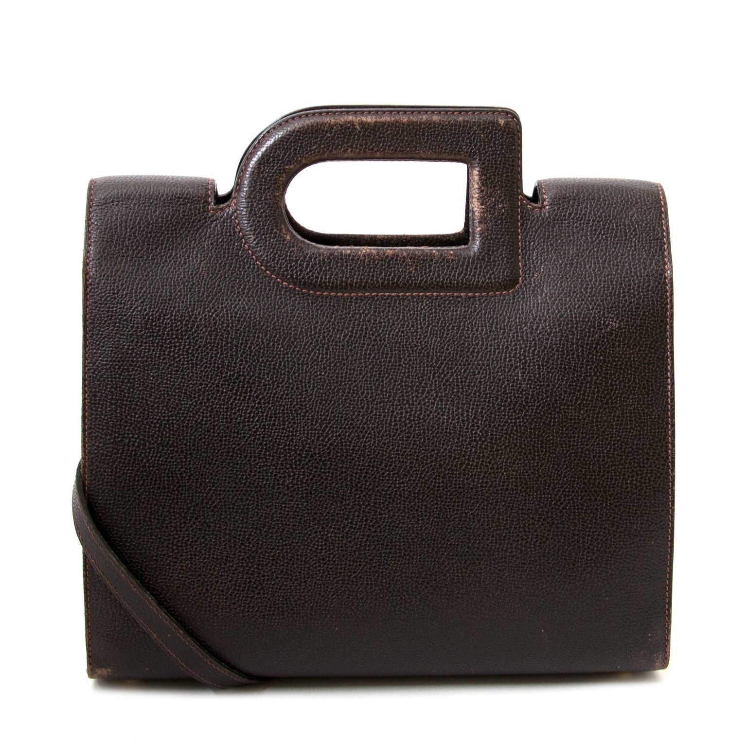 delvaux brown d top handle bag + strap now for sale at labellov vintage fashion webshop belgium