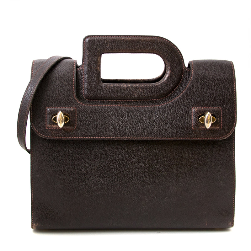 delvaux brown d top handle bag + strap now for sale at labellov vintage fashion webshop belgium