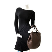 Secondhand Delvaux Louise Brown Leather Shoulder Bag online with worldwide delivery