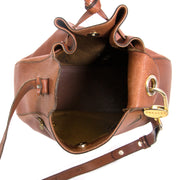 achetez seconde main authentique Delvaux Brown Leather Drawstring Tote chez labellov vintage boutique en ligne