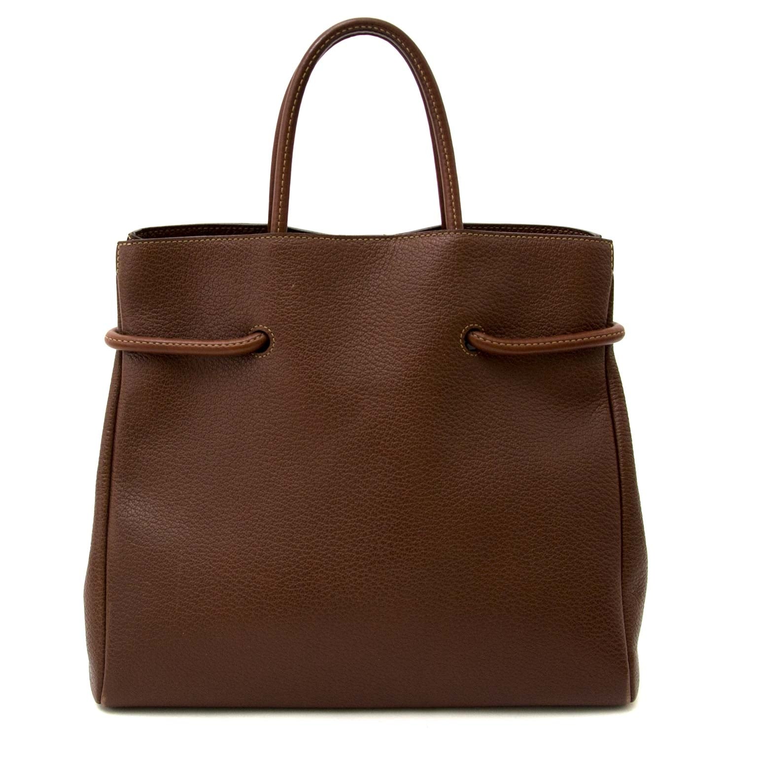 Buy and sell your authentic Deux de Delvaux Chestnut Brown Top Handle