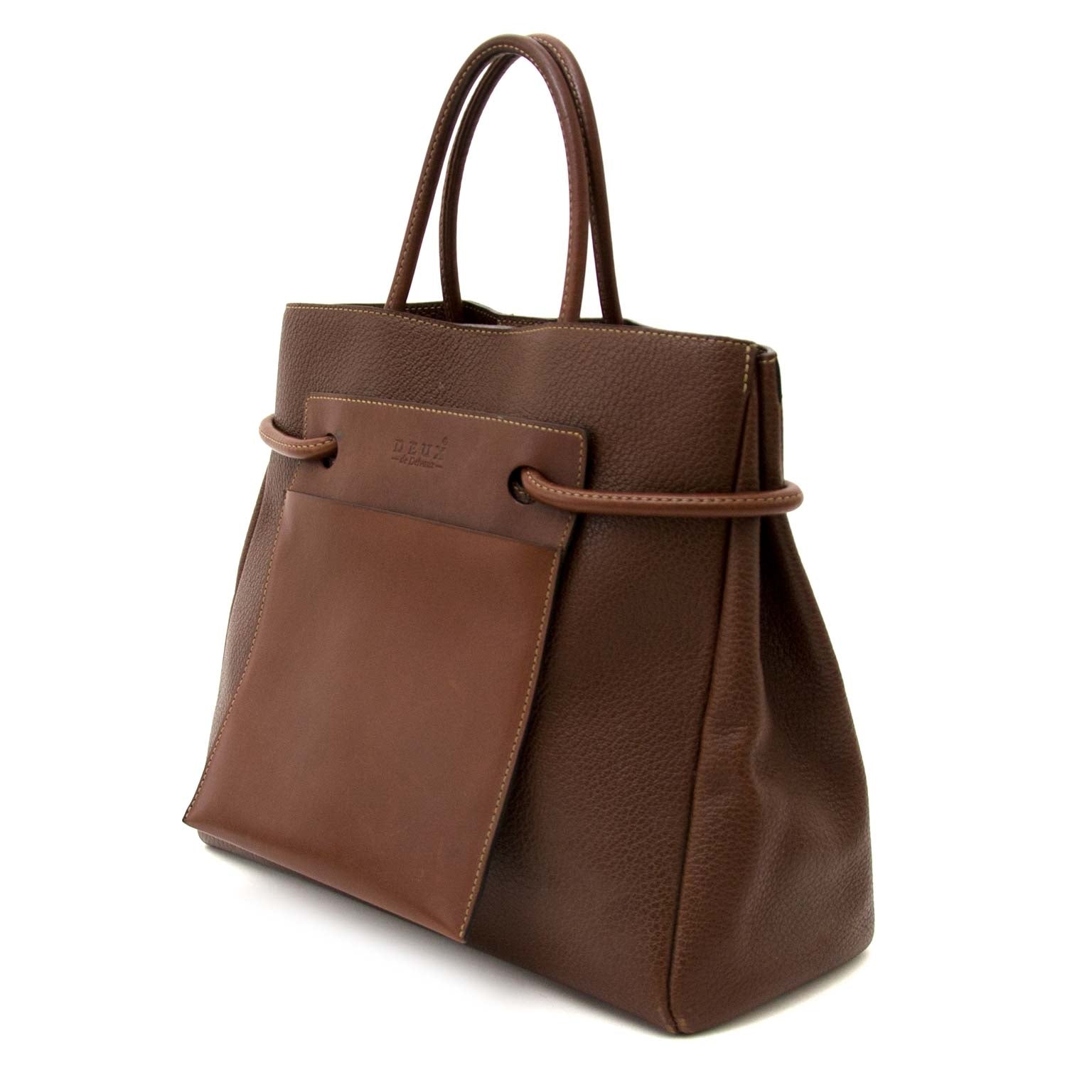 Buy and sell your authentic Deux de Delvaux Chestnut Brown Top Handle