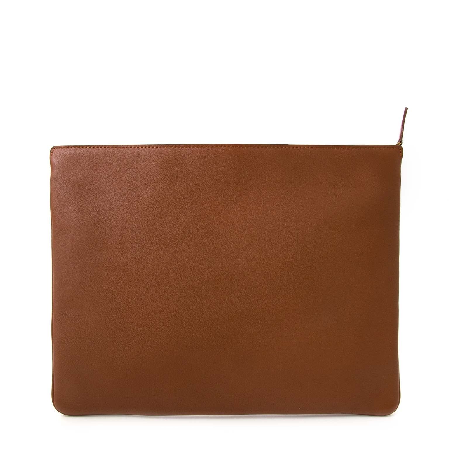 Delvaux Brown Leather Pochette Clutch te koop bij Labellov