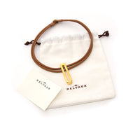 shop safe online secondhand designer Delvaux cognac D Leather Necklace