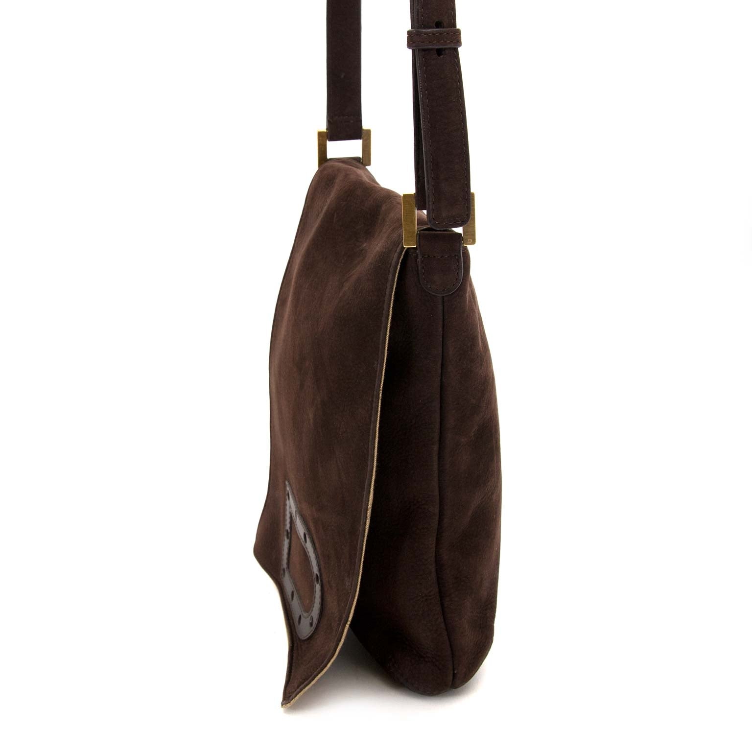 Delvaux Brown Nubuck Messenger Bag en vendre chez labellov antwerpen au meilleur prix