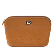 Delvaux Cognac Leather Zipper Pouch for the best price available online