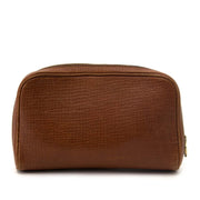 Delvaux Cognac Textured Leather Zip Pochette