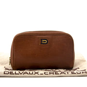 Delvaux Cognac Textured Leather Zip Pochette for sale online