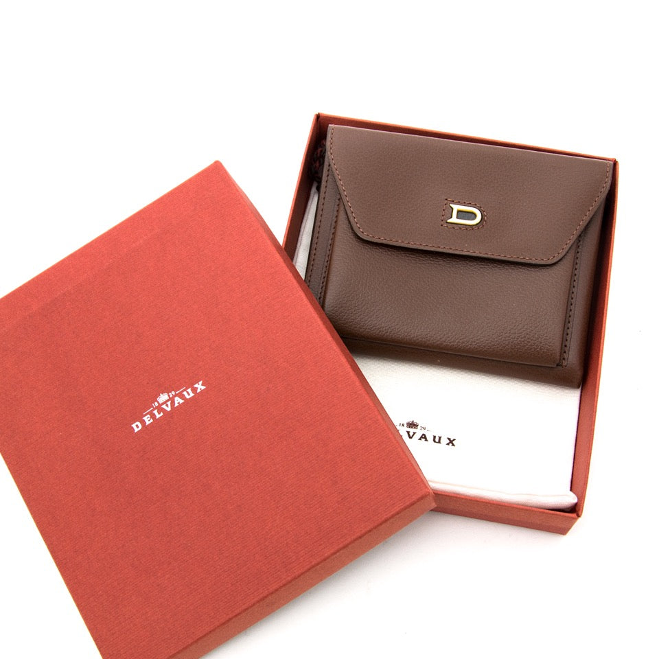 Acheter secure en ligne de portefeuille Delvaux Brown Leather Wallet pour le meilleur prix