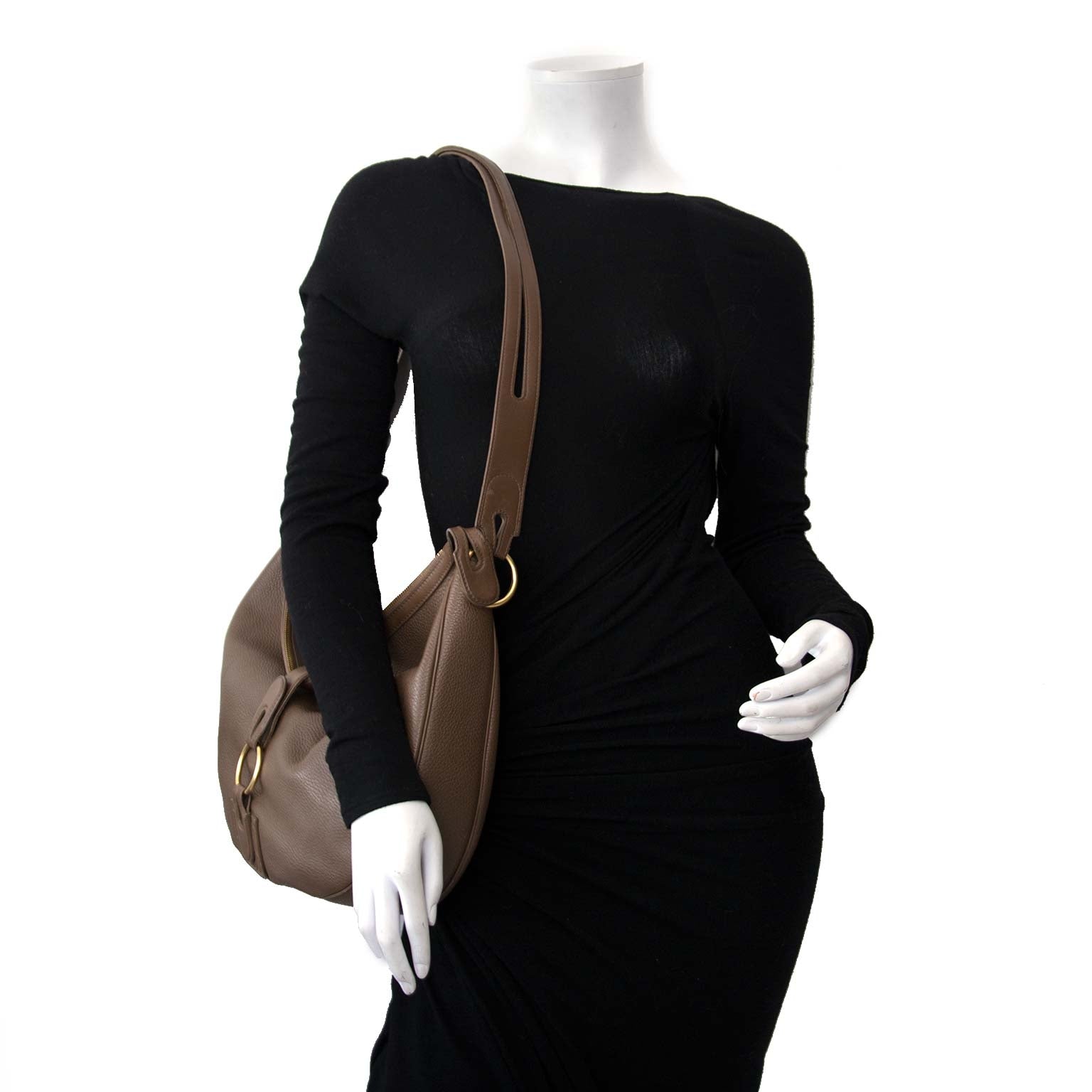 Delvaux Dark Taupe Camille XL Shoulder Bag